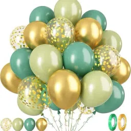 Solid Green & Golden Birthday Party Decoration Set. Balloon-0