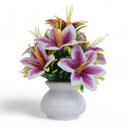artificial flowers for decoration lily flowers Purple Lily Artificial Flowerwith Pot-43