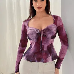 Casual Regular Sleeves Printed Women Purple Top-image-17