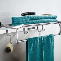 High Grade Stainless Steel folding 18 inch Towel Rack/Towel Rod/Towel holder/Hanger/Towel Stand For Bathroom And Kitchen Silver Towel Holder-image-11