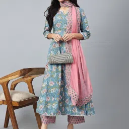 Women Pure Cotton Kurta Palazzo Dupatta Set-picture-10