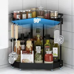 Carbon Steel L Corner Seasoning Rack, Stackable Kitchen Basket, Rust-Resistant Storage Basket-image-7