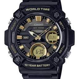 CASIO Men Gold-Toned Patterned Dial Analogue & Digital Watch - AEQ-120W-9AVDF-10