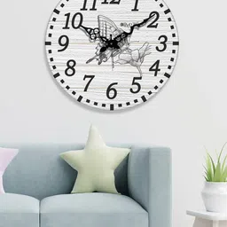 OLIVE TREE Off White & Black Printed Analogue Contemporary Wall Clock-image-79