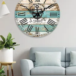 OLIVE TREE Blue & Beige Printed Analogue Contemporary Wall Clock-image-42