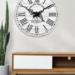 OLIVE TREE Off White & Black Printed Analogue Contemporary Wall Clock-image-1