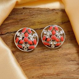 Estele Rhodium Plated Circular Studs Earrings-29