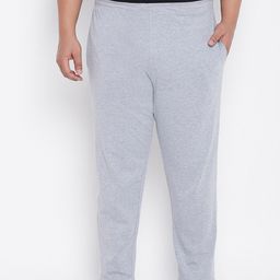 bigbanana Plus Size Men Grey Solid Trackpant-image-75