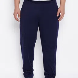 bigbanana Plus Size Men Navy Blue Solid Trackpant-image-94