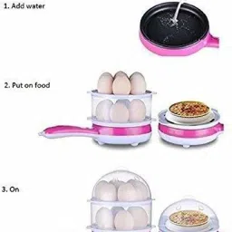 gaurinandan 2 In 1 Double Layer Handle Egg Boiler Electric Handle Multi functional 14 Egg Poacher for Steaming Cooking, Boiling and Frying Handle Egg Boiler Egg Cooker image 5