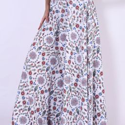 Women Flared White Viscose Rayon Trousers-image-74