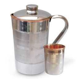 Steel Copper Pitcher with Tumbler Drinkware for Ayurveda Healing Jug Glass Set-picture-25