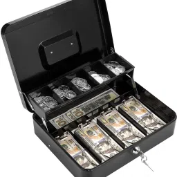 CASH BOX WITH KEY LOCK DOUBLE LAYER SAFE CASH BOX (30X24X9 CM) Cash Box-image-12