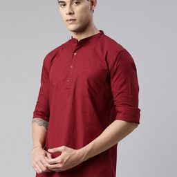THE SOUL PATROL Band Collar Pure Cotton Short Kurta-image-46