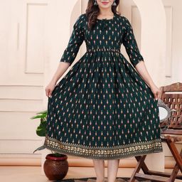 FASHION MIRROR Floral Printed Maternity Anarkali Kurti-image-33