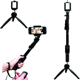 Unifree YT 1288 2 In 1 Adjustable Selfie Stick Monopod AND YT 228 Mini Tripod for Smartphones & DSLR Cameras with Bluetooth Remote Shutter Tripod, Monopod Kit, Tripod Kit image 5