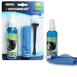 spincart 3 in 1 Screen Cleaning Set for PC, Laptops, Monitors, Mobiles, LCD, LED, TV/Professional Quality 100ml with Micro Fibre Cloth and Brush for Computers, Laptops, Mobiles-26