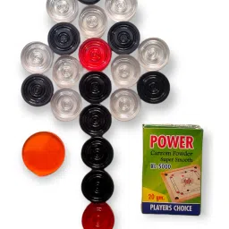 NIMBOLIYA CRYSTAL carrom coins set with striker and powder Carrom Pawns-image-77