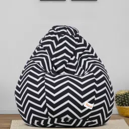 sattva Chevron XXXL Fabric Bean Bag with Beans in Zig Zag Print Colour-picture-37