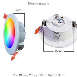 mvl Maxa 10-Watts 7-in-1 Multicolour Round Led Conceal Down Light Pack of 2 Ceiling Light Ceiling Lamp image 5