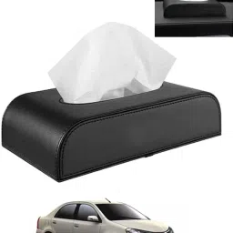 Black Tissue Holder Leatherite/Include Tissue/Save Space For Home/Car/Office-83 Vehicle Tissue Dispenser-16