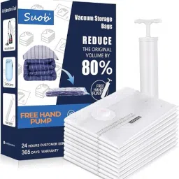 4 Pcs Large Pack (60 CmsX80 Cms) Lifetime Reusable Storage Vacuum Bags with Pump High Volume Storage Vacuum Bags-image-50