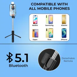 Monrix Selfie Stick Tripod Stand with Bluetooth Remote Bluetooth Selfie Stick Bluetooth Selfie Stick image 5