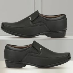 Black Comfortable Formal Office Shoes Slip On For Men-image-23
