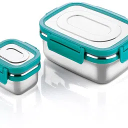 Durable Steel Lunch Box with aa10 Leakproof Lock Lid- Office & School Use 2 Containers Lunch Box-image-89