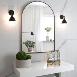 Stylish Metal Frame Hanging Mirror | Dual Mount| Decorative Mirror Bathroom Mirror-image-14