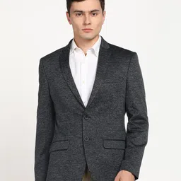 park avenue Men Solid Single Breasted Formal Blazer-picture-23