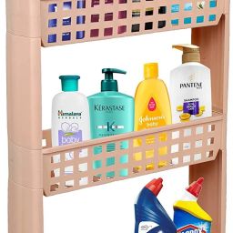 3 Layer | Beige | SLIM Classic- Smart Storage Organizer – Multipurpose & Easy-To-Move Slide Out Shelf Basket Rack Trolley EcoPlastic With Wheels for Kitchen | Bedroom | Bathroom | Home | Pantry | Washing & Utility Area Plastic Kitchen Trolley-image-92