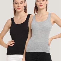 Women Black, Grey Tank Top/Vest-image-0