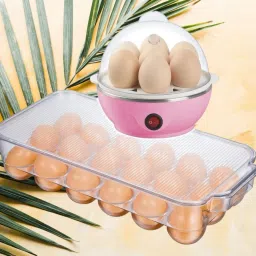 18 Grid Egg Storage & 7 Egg Boiler(Soft, Medium,Hard)For Fast Steaming & Boiling 18 Grid Egg Storage Box Combo With 7 Egg Boiler For Fast Steaming & Boiling_09 Egg Cooker-image-16
