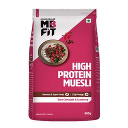 MuscleBlaze High Protein Muesli,  0.4 kg  Dark Chocolate & Cranberry -image-51