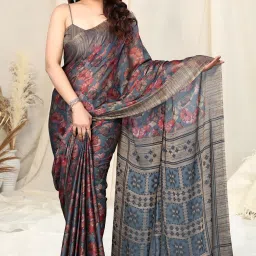 Printed, Floral Print Daily Wear Chiffon, Georgette Saree-image-3