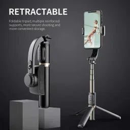 EVAAENTERPRISES SELFIE GIMBAL Q08 (Stunning Black Color, 3-Axis Stabilization) 3 Axis Gimbal for Mobile, Camera image 4