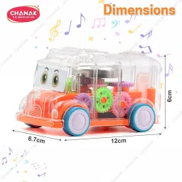 Transparent 360° Gear Rotating Mini Bus Musical Vehicle Toys-35