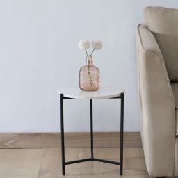 casacraft from pepperfry Franz Metallic End Table with Black Base & White Porcelain Top-picture-7