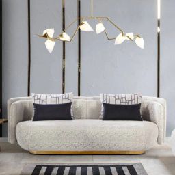 casacraft from pepperfry Clayton Fabric 4 Seater Sofa In Deco Ivory Colour-picture-42