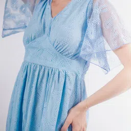 Stylecast X Hersheinbox Flared Sleeve Lace A-Line Midi Dress image 2