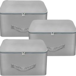 ANABIYA Storage Bags for Clothes,Saree with Zip Closure & Handle (Grey, Pack of 3) Polyester Laundry Bag-image-90