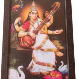 Saraswati Devi Black painting for Wall Decoration Photo frame 12 inch MDF-picture-16