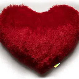 Fur heart pillow Microfibre, Polyester Fibre Solid Cushion Pack of 1-image-33