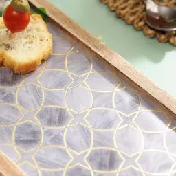 duli Purple Engineered Wood Rectangle Serving Tray-picture-3