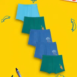 XY Life Pack Of 5 Kids Boys Solid Scribbles Intellisoft Tencel Modal Trunks-image-33