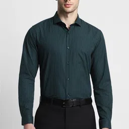 peter england Men Slim Fit Striped Spread Collar Formal Shirt-picture-16