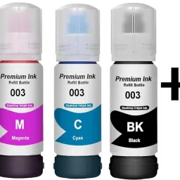 HV Cartridges 003 Ink for Epson L3110,L3150,L3250,L3252,L3115,L3116,L3101,L3210,L3215 Printer Black + Tri Color Combo Pack Ink Bottle-12