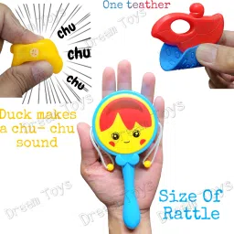 babro Attractive Rattles Toys, Duck Chu-Chu & Teather Rattle Toys for Newborn Babies Rattle image 2