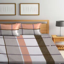 arrabi Multicolor Geometric 300 TC Cotton Blend Double King Sized Bedsheet With 2 Pillow Covers-picture-32